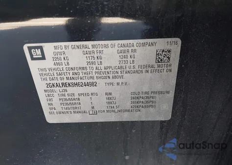 2017 GMC Terrain Denali from USA, damaged, VIN 2GKALREK8H6244982